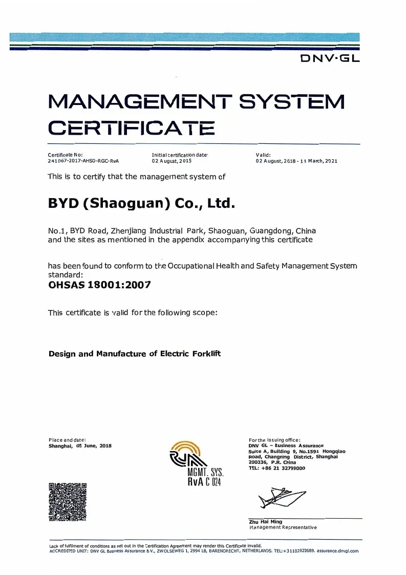 Quality Management System Certificate - OHSAS18001:2007 (English)(figure1) Quality Management System Certificate - OHSAS18001:2007 (English)(figure1)